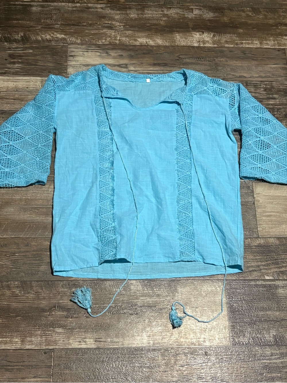 Light Blue Crochet-Trim Women's Top - Brand Unspecified